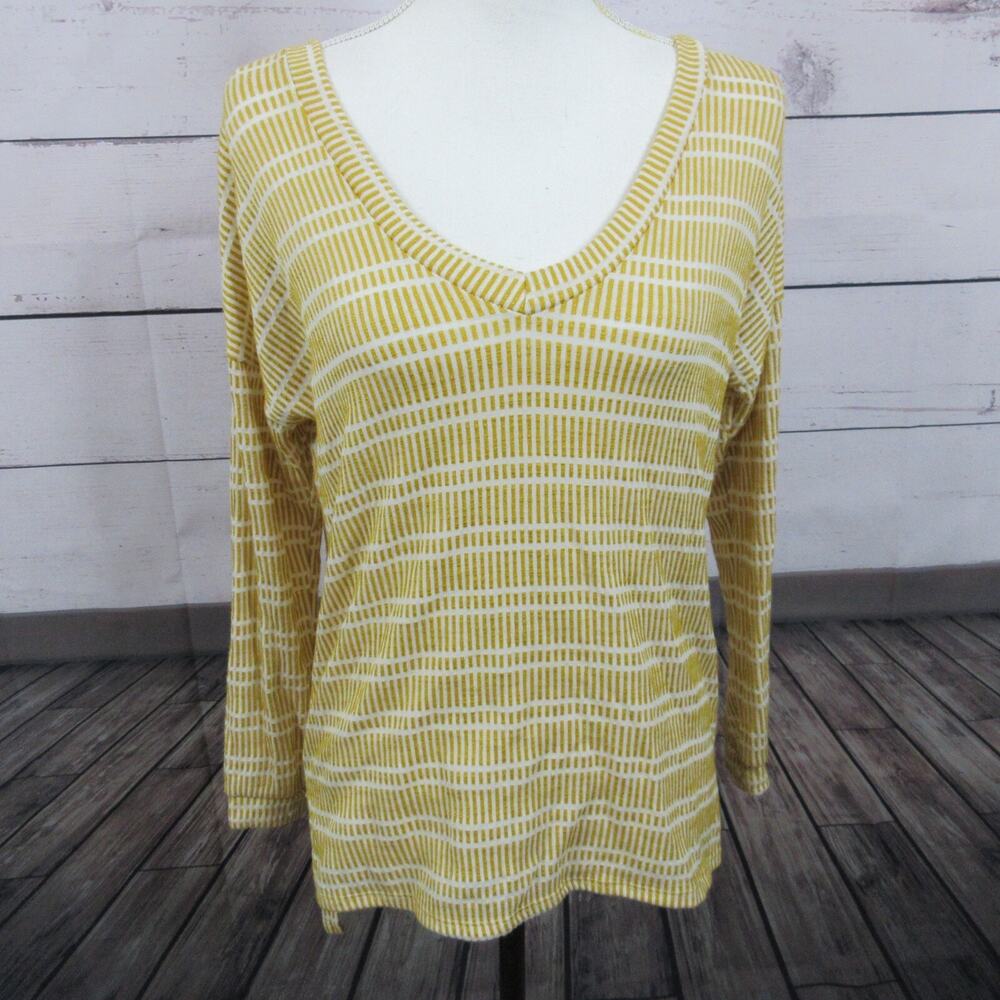 Daytrip Shirt Womens Small Yellow Corset Back Striped Knit Breathable Festival